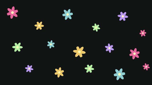 Colorful hand drawn flower pattern with art