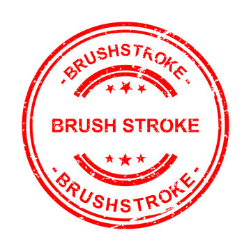 Red brush stroke stamp logo with brushstroke text illustration