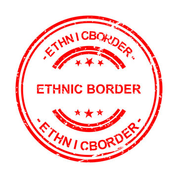 Red ethnic border stamp with text ethnic border illustration