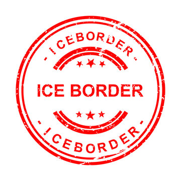 Red vintage ice border stamp with ice border text illustration