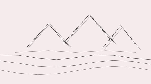 Minimalist hand drawn mountain range line