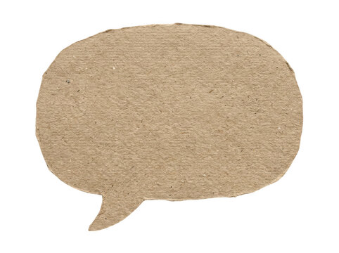 Speech bubble icon with a rustic brown cork texture isolated on transparent background