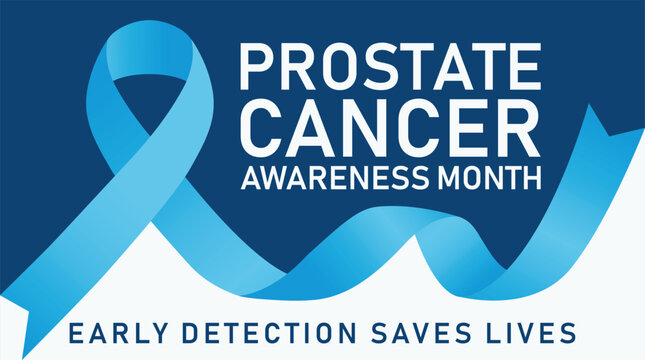 September is Prostate Cancer Awareness Month, Blue ribbon symbolizing prostate cancer awareness month.