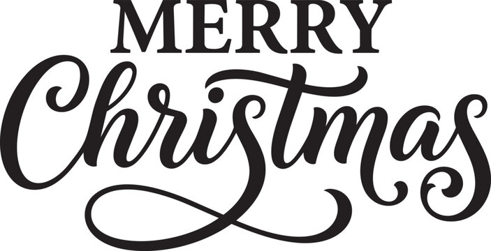 Merry Christmas Ornate Script Lettering with Sweeping Underline