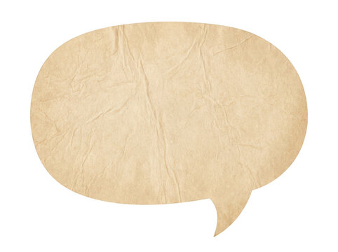 Empty speech bubble icon with a vintage paper texture isolated on transparent background