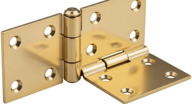 Heavy-duty brass door hinge with mounting plate and screws