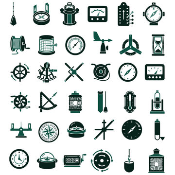 Navigation, Surveying and Measurement Tools Vector Icon Collection