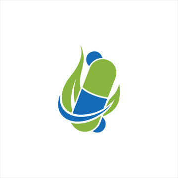Organic Pharmacy and Wellness Logo with Capsule and Leaf Emblem