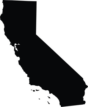 California state map silhouette, black vector shape