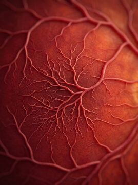 Intricate Red Blood Vessel Network In Human Retinal Microcirculation System