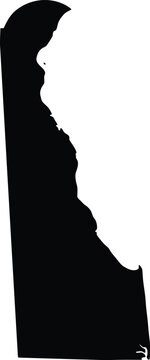 Delaware state map silhouette, black US state vector