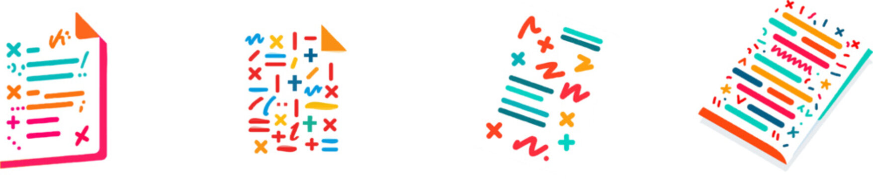 A premium colorful flat vector icon of a sheet of paper with proofreading marks in vibrant colors, modern UI style, exclusive minimalist design, isolated on a pure white background