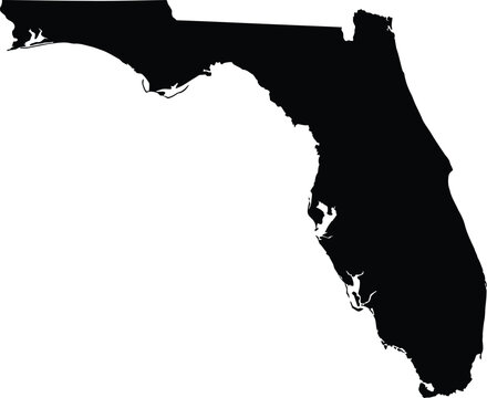 Florida map silhouette, black state vector icon