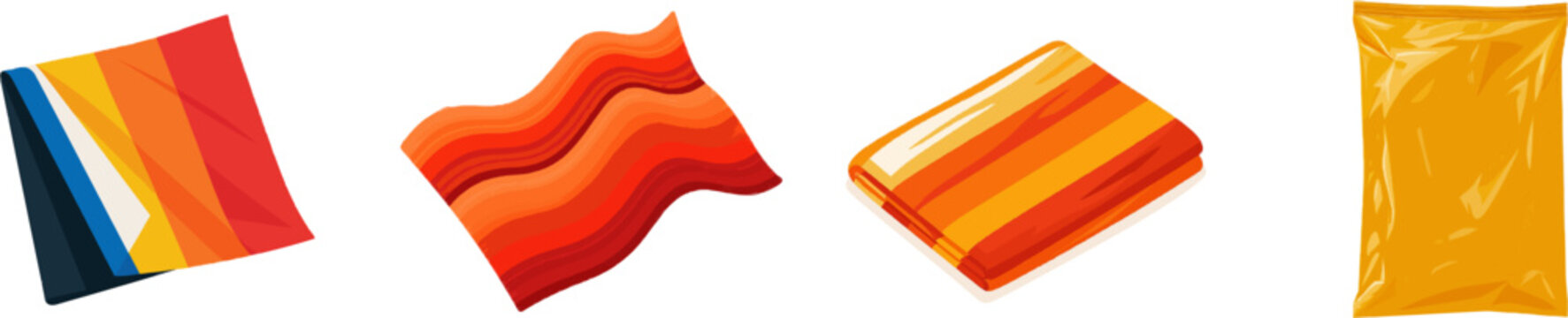 A premium, colorful flat vector icon of a thermal emergency mylar space blanket features vibrant colors in a modern UI style against a minimalist design on a pure white background