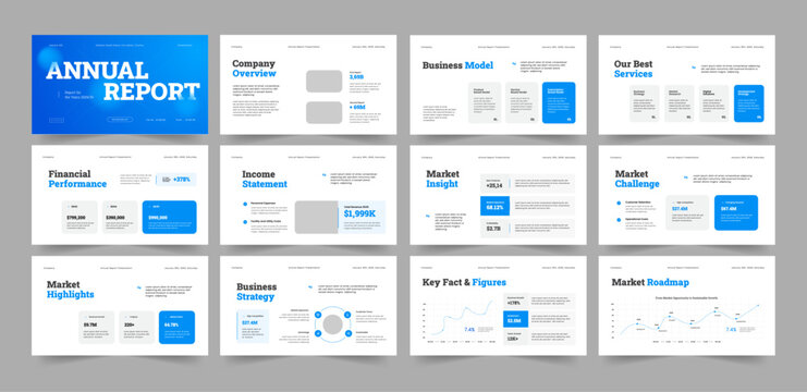 Annual Report Presentation Template, Modern Pitch Deck Presentation Layout