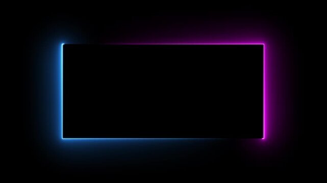 Abstract glowing neon light rectangle border frame animation, Motion graphics of town tone rectangle frame