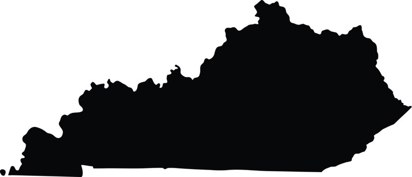 Kentucky state map silhouette, black vector outline