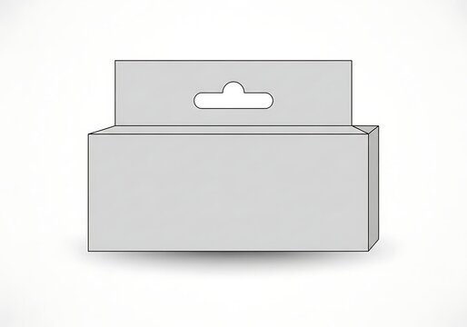 Blank paper cardboard box packaging mockup with a hanging hole for retail products and store display