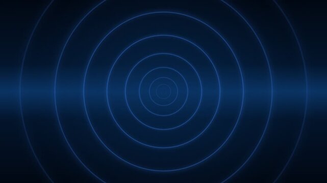Abstract background featuring concentric blue circles on a dark gradient