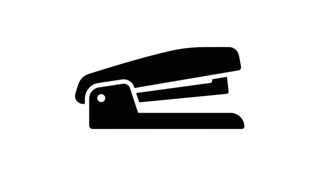Black stapler icon on white background