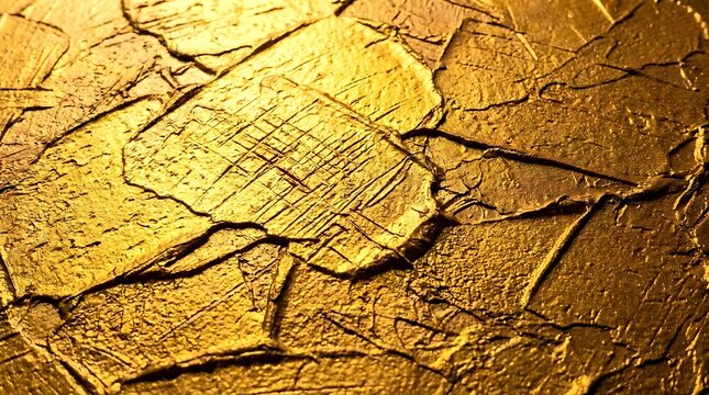 Abstract background featuring a textured golden surface with cracked and layered paint patterns