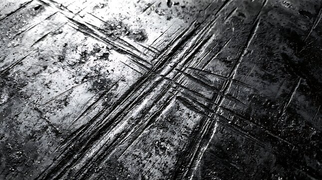 Dark grungy metal surface with deep scratches and weathered industrial texture