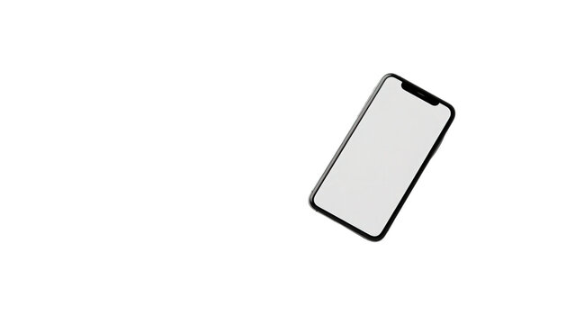 Smartphone with blank screen with white screen angle modern smartphone on transparent background