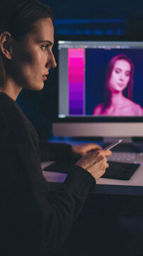 Designer editing photo on computer