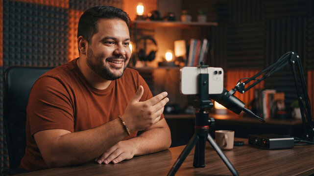 Man recording live stream with phone