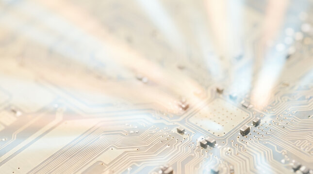 Intense light rays emitting from powerful electronic microchip
