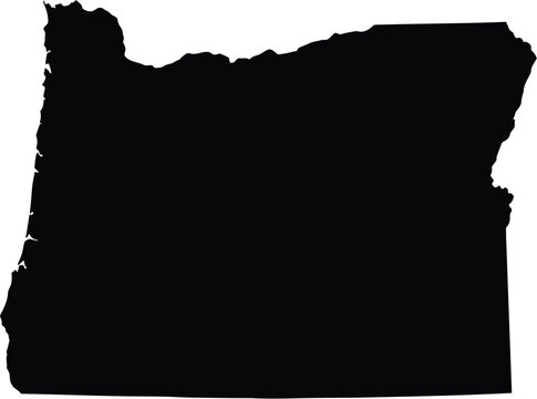 Oregon state map, black silhouette vector, US region