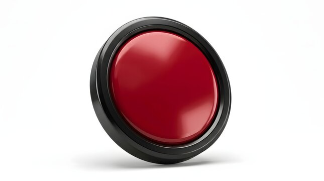 Vivid red camera lens isolated on a white background, showcasing high-quality optical equipment design and precision engineering