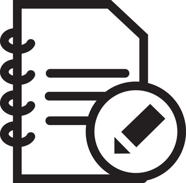 A nice and important looking notebook icon with a perfect pencil symbol silhouette for editing or writing notes