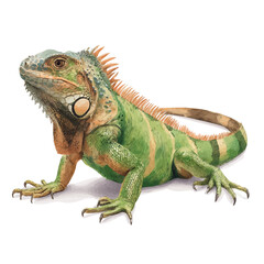 Fototapeta premium Hand-painted watercolor artwork of Iguana, isolated on white background