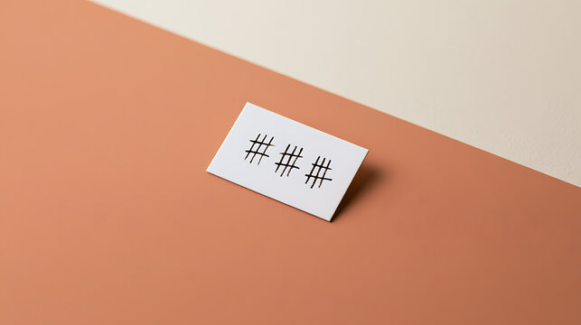 Minimalist card with hashtag symbols on a diagonal two tone peach and beige background for modern branding and social media concepts