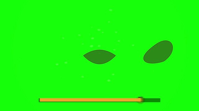 Green caterpillar crawling on vibrant green background with scale