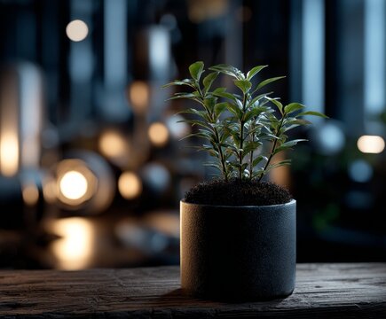 Growing green life in a serene indoor space