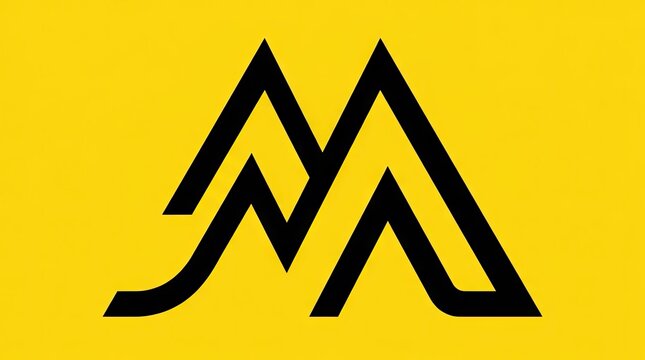 Black stylized letter M mountain logo on yellow background.
