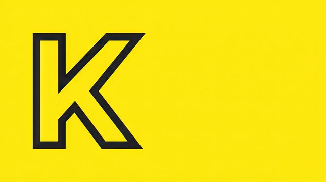 Bold black outlined letter K on yellow background.