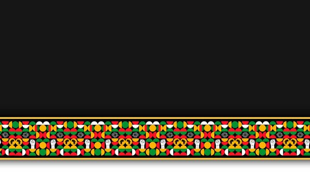 Happy Emancipation Day Celebration Background with Colorful African Tribal Border.