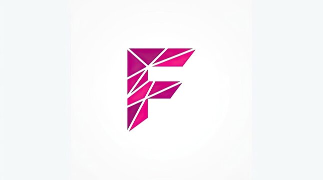 Pink geometric polygonal letter F logo icon.