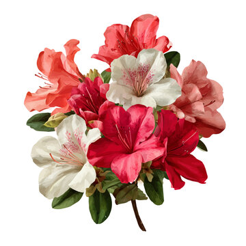 Azalea Bouquet, watercolor design element isolated on white background