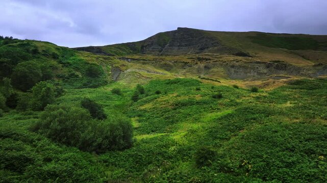 The view of Mam Tor mountain in Peak District, Derbyshire, UK