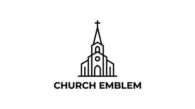 Minimalist line art church building steeple logo