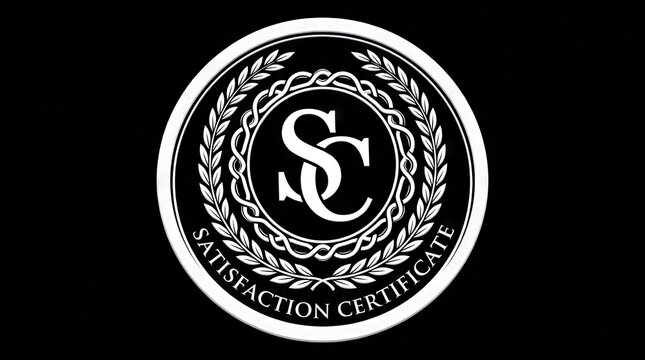 Satisfaction certificate seal with laurel wreath crest