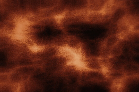 Abstract vivid burnt orange surface with dark brown cloud-like patterns and subtle grunge texture, ideal for dramatic digital backdrops.