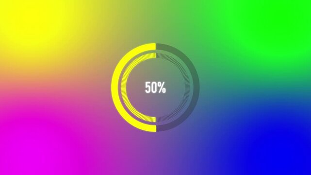 Colorful Circular Progress Loader Animation with 100 Percent Indicator.4k video