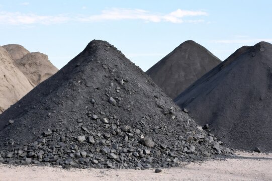 Large coal pile creating energy industry resource heaps
