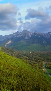 The breathtaking aerial view of beautiful Tantra mountains and landscape around