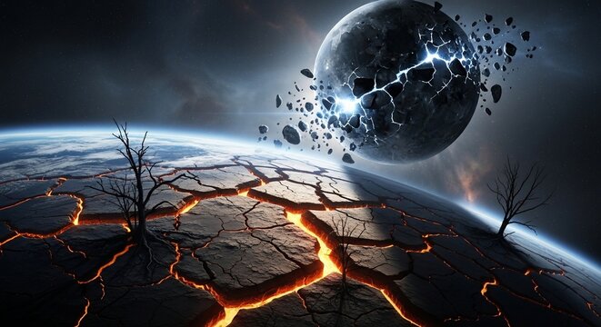 Planetary destruction abstract concept